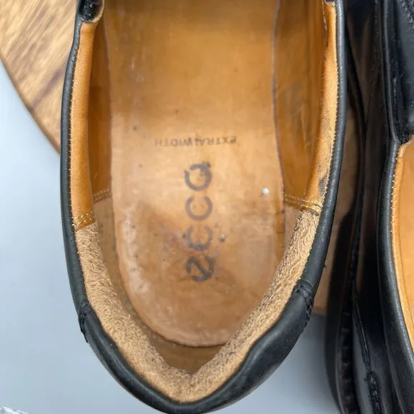 ECCO Seattle Slip On Loafers Black Leather EU 45 US 11 Extra Width