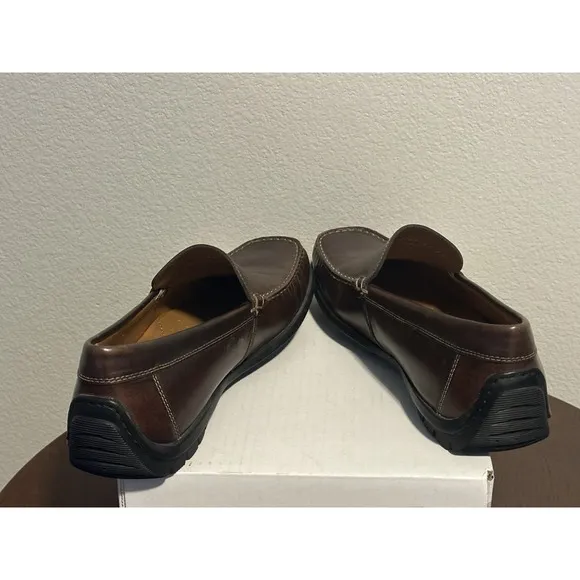 ECCO Shoes Mens 44 Classic Moc 2.0 Driving Loafers Brown Leather Slip On Casual