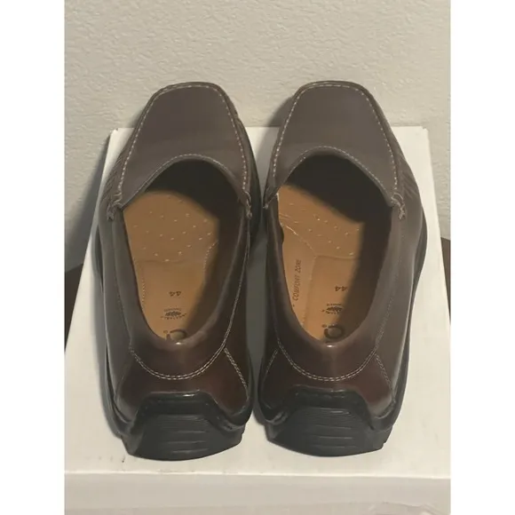 ECCO Shoes Mens 44 Classic Moc 2.0 Driving Loafers Brown Leather Slip On Casual