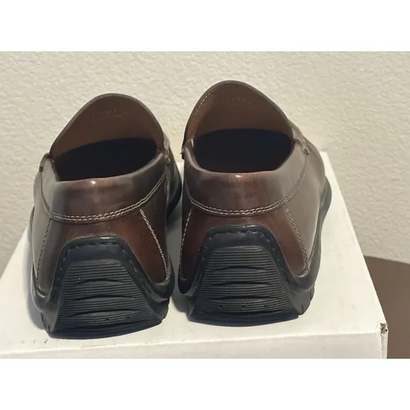 ECCO Shoes Mens 44 Classic Moc 2.0 Driving Loafers Brown Leather Slip On Casual