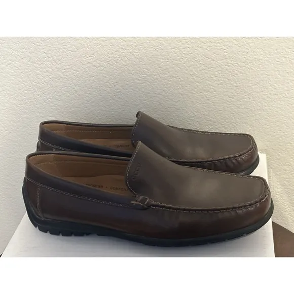 ECCO Shoes Mens 44 Classic Moc 2.0 Driving Loafers Brown Leather Slip On Casual