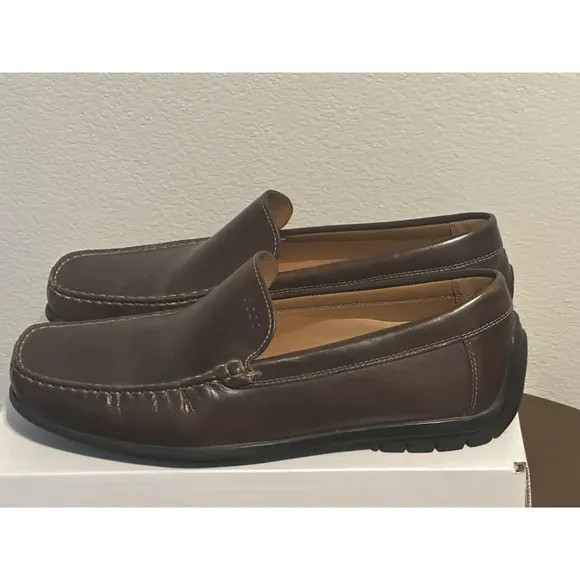ECCO Shoes Mens 44 Classic Moc 2.0 Driving Loafers Brown Leather Slip On Casual
