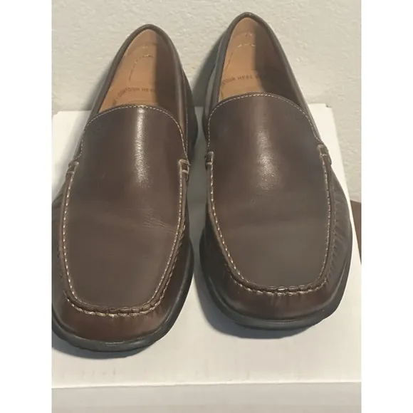 ECCO Shoes Mens 44 Classic Moc 2.0 Driving Loafers Brown Leather Slip On Casual