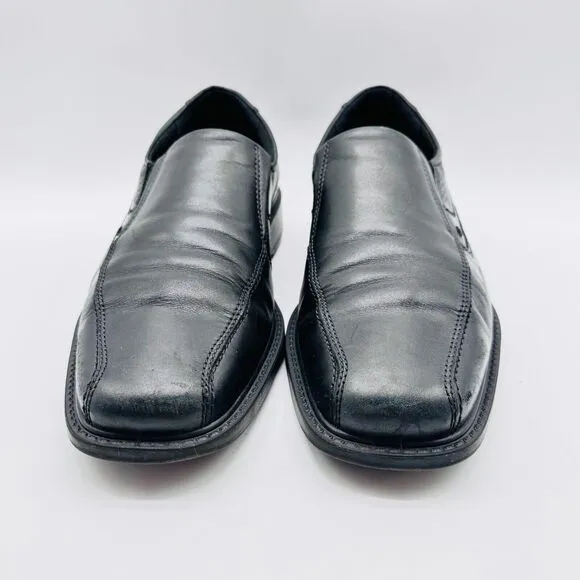 Ecco Shoes Mens EU 44 US 10 Black Leather Loafers Slip On Venetian Dress Casual