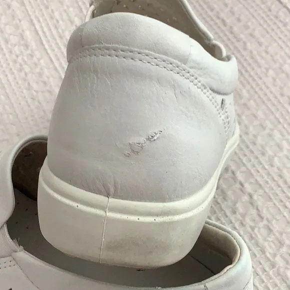 Ecco White Leather Breathable Slip-Ons Sz 39