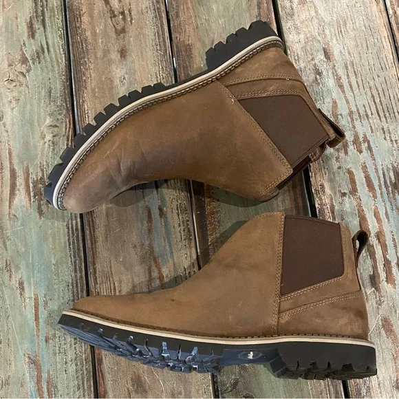Eddie Bauer 11.5 Men's Severson Chelsea Boots Brown Full Grain Leather
