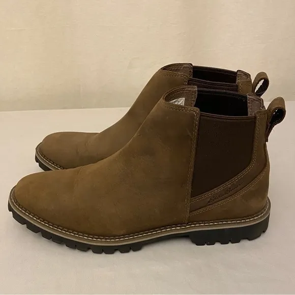 Eddie Bauer 11.5 Men's Severson Chelsea Boots Brown Full Grain Leather