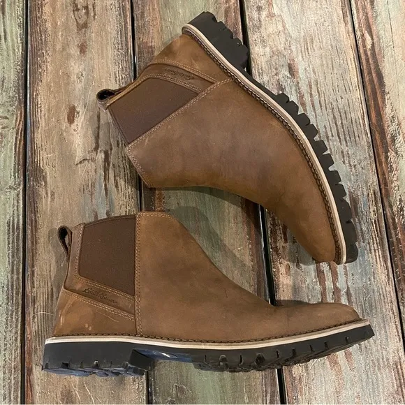 Eddie Bauer 11.5 Men's Severson Chelsea Boots Brown Full Grain Leather