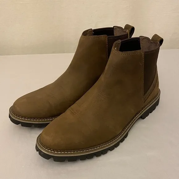 Eddie Bauer 11.5 Men's Severson Chelsea Boots Brown Full Grain Leather