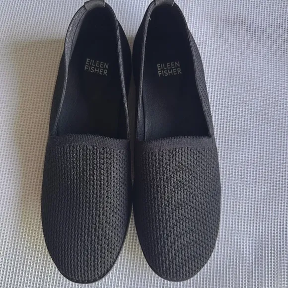 Eileen Fisher Black Flats Slip-On Loafers