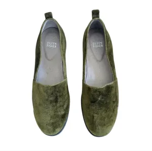 Eileen Fisher Demi 3 Velvet Loafers Olive Green Women's Size 7.5