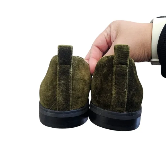 Eileen Fisher Demi 3 Velvet Loafers Olive Green Women's Size 7.5