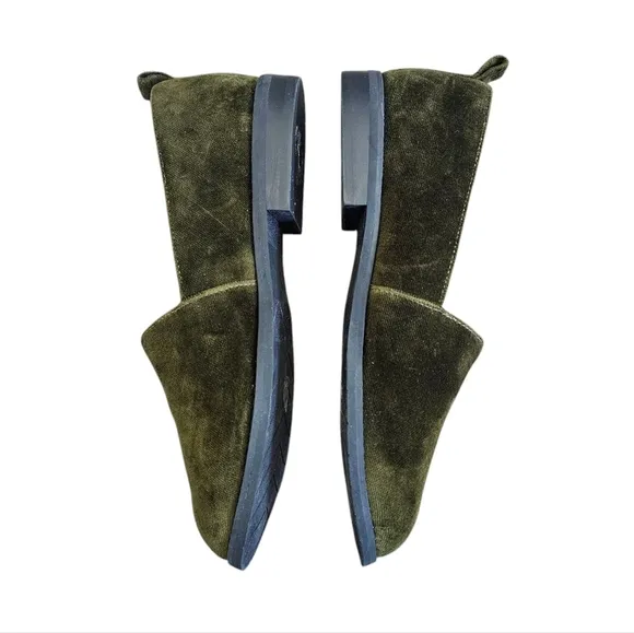 Eileen Fisher Demi 3 Velvet Loafers Olive Green Women's Size 7.5