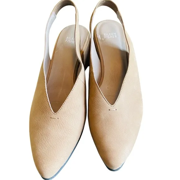 Eileen Fisher Devi Flats Size 10 Latte Pointed Toe