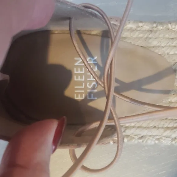 Eileen Fisher Lace-Up Espadrille Sandal,flats, brand new, size 9, tan
