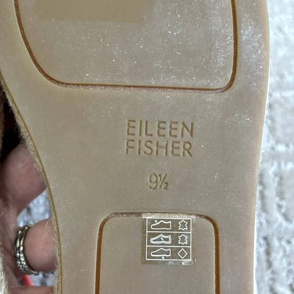 Eileen Fisher Leather Espadrille Sandals Womens 9.5 Orange Flat Vacation NEW