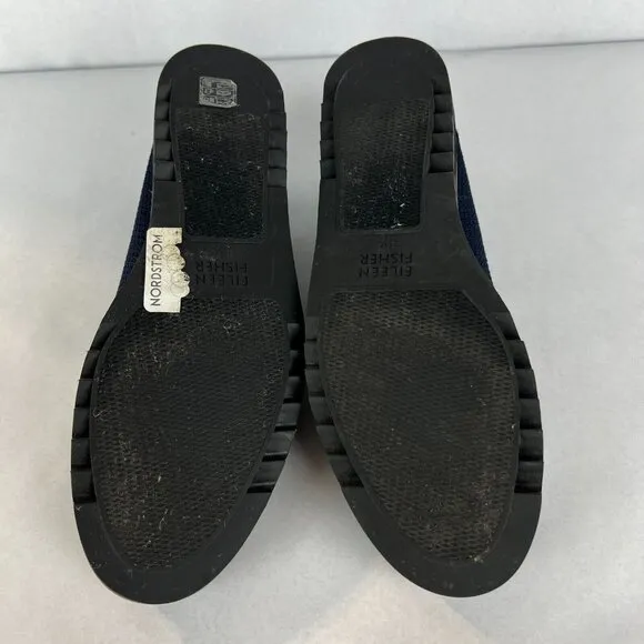 Eileen Fisher Loafers Flats Womens 6.5 Navy Novo Knit Stretch Slip On Comfort‎