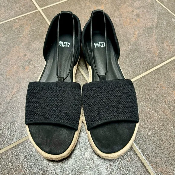 Eileen Fisher Mews Mesh Slip On Espadrilles Flats Womens Shoes Black 9.5