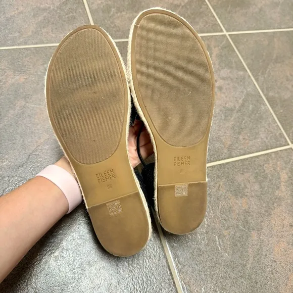 Eileen Fisher Mews Mesh Slip On Espadrilles Flats Womens Shoes Black 9.5