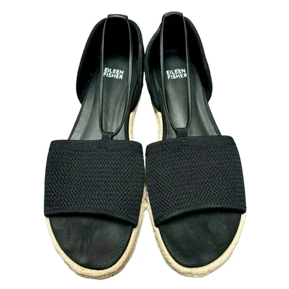 Eileen Fisher Mews Mesh Slip On Espadrilles Flats Womens Shoes Black 9.5