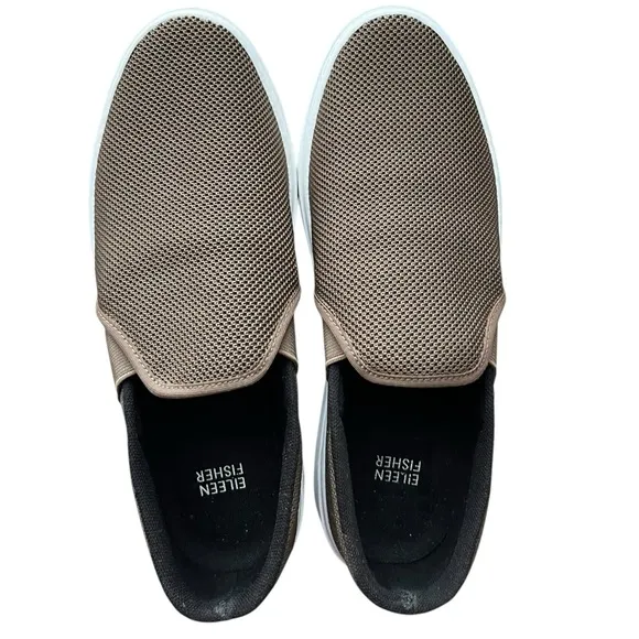 Eileen Fisher Pep Slip On Olive Brown Platform Sneakers Size 9.