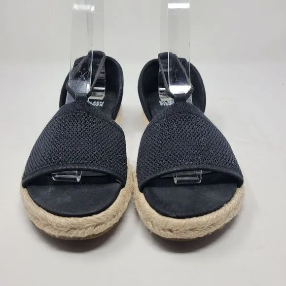 Eileen Fisher Vegan Shoes 6 Mews Mesh Slip-On Espadrilles Peep Toe Black Casual