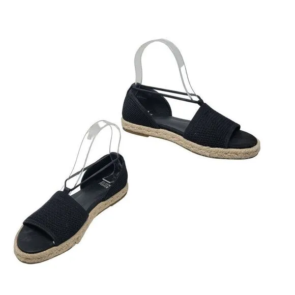 Eileen Fisher Vegan Shoes 6 Mews Mesh Slip-On Espadrilles Peep Toe Black Casual