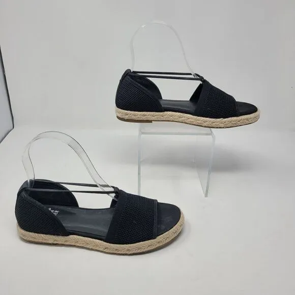 Eileen Fisher Vegan Shoes 6 Mews Mesh Slip-On Espadrilles Peep Toe Black Casual