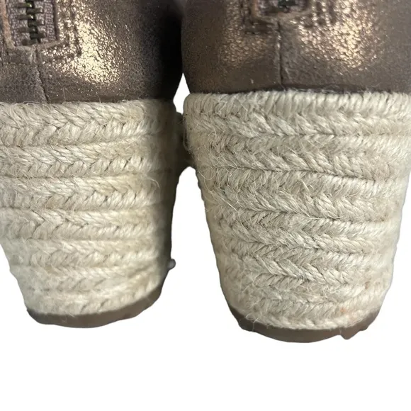Eileen Fisher Wanda Metallic Leather Wedge Espadrilles Sandals Women Size‎ 8.5