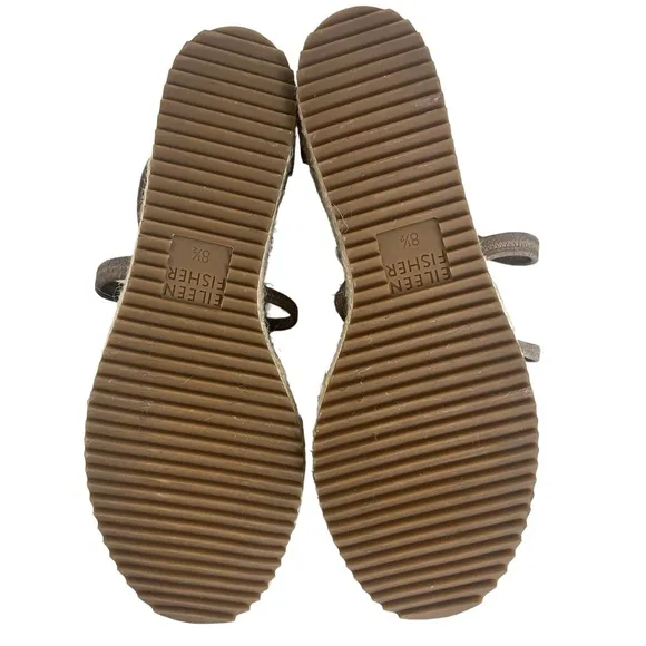 Eileen Fisher Wanda Metallic Leather Wedge Espadrilles Sandals Women Size‎ 8.5