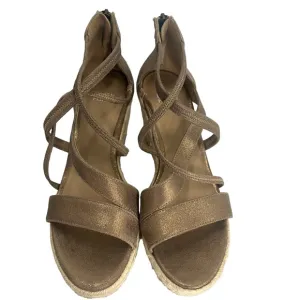 Eileen Fisher Wanda Metallic Leather Wedge Espadrilles Sandals Women Size‎ 8.5