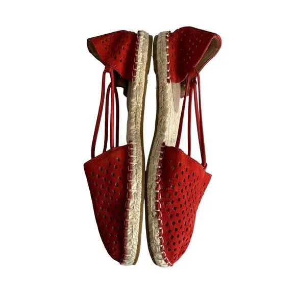 Eileen Fisher Women's Lee Fire Suede Red Slip On Jute Espadrilles Size 8