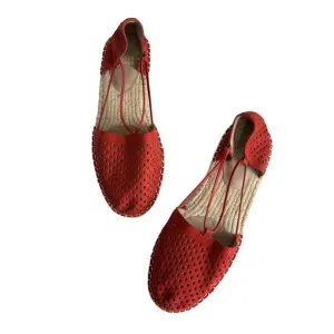 Eileen Fisher Women's Lee Fire Suede Red Slip On Jute Espadrilles Size 8