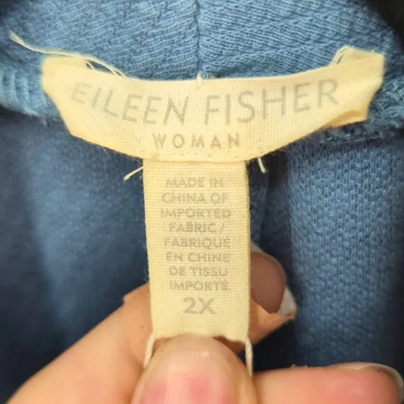 Eileen Fisher Women’s Size 2X Relaxed Blue Cardigan Minimalist Workwear Eco NWOT