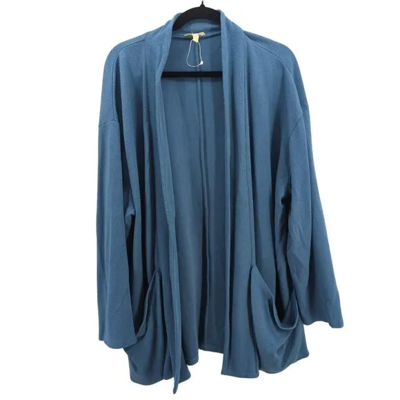 Eileen Fisher Women’s Size 2X Relaxed Blue Cardigan Minimalist Workwear Eco NWOT