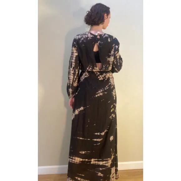 Elan Maxi Dress Shibori Dyed Beach Coverup Sheer ~ Lux Summer Days ~ Sz L