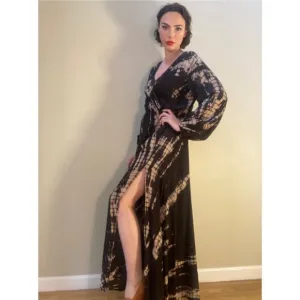 Elan Maxi Dress Shibori Dyed Beach Coverup Sheer ~ Lux Summer Days ~ Sz L