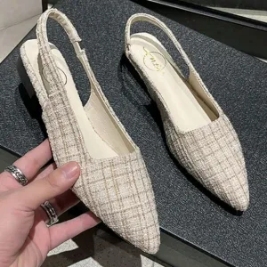 Elegant Women's Shoes - Pointed Toe Low-Heeled French Style Romantic Ladies'