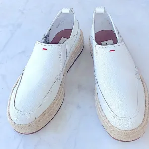ELLEN DEGENERES  ESPADRILLES WHITE CRACKED LEATHER SIZE 7 M NEW