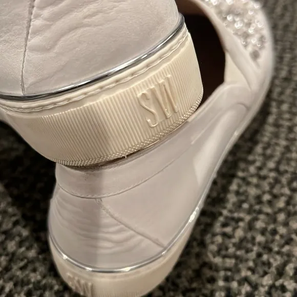 Embellished White Slip-On Sneakers