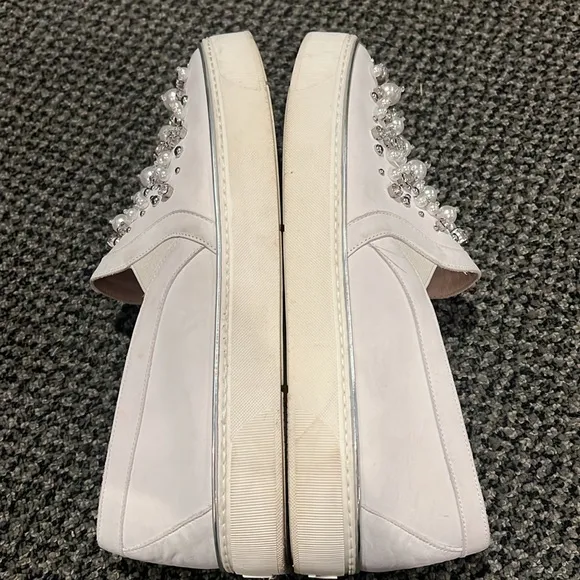 Embellished White Slip-On Sneakers