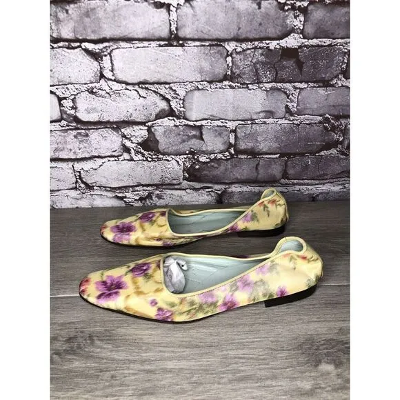 Emma Hope for Paul Smith Yellow Silk Purple Floral Ballet Flats Women’s 38EU/7.5