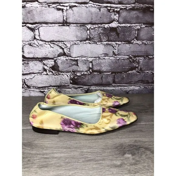 Emma Hope for Paul Smith Yellow Silk Purple Floral Ballet Flats Women’s 38EU/7.5