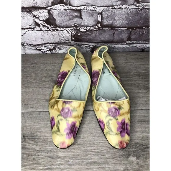 Emma Hope for Paul Smith Yellow Silk Purple Floral Ballet Flats Women’s 38EU/7.5