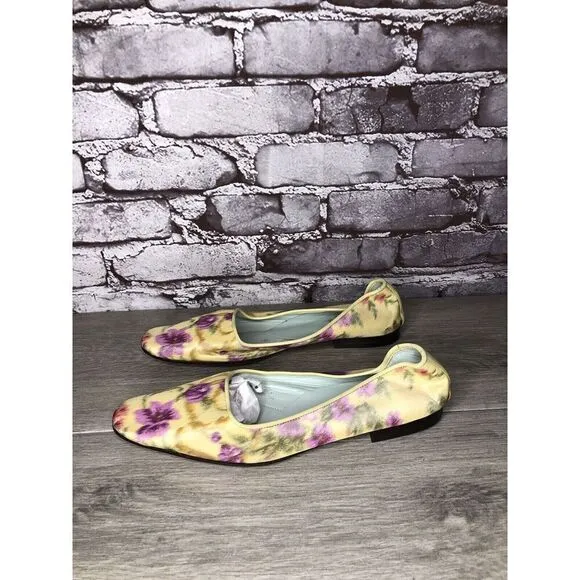 Emma Hope for Paul Smith Yellow Silk Purple Floral Ballet Flats Women’s 38EU/7.5