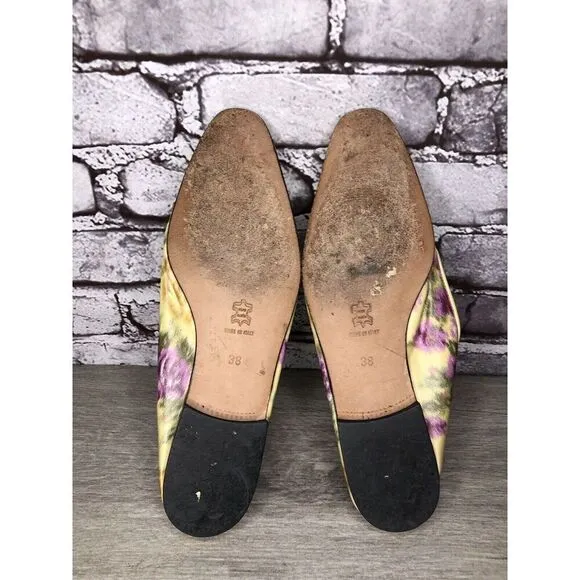 Emma Hope for Paul Smith Yellow Silk Purple Floral Ballet Flats Women’s 38EU/7.5