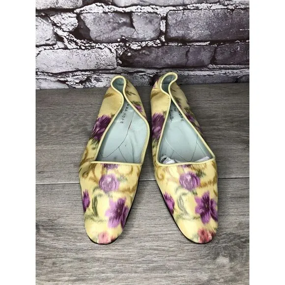 Emma Hope for Paul Smith Yellow Silk Purple Floral Ballet Flats Women’s 38EU/7.5
