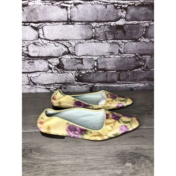 Emma Hope for Paul Smith Yellow Silk Purple Floral Ballet Flats Women’s 38EU/7.5