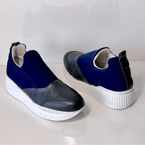 Emporio Armani Leather and Fabric Slip On Sneakers