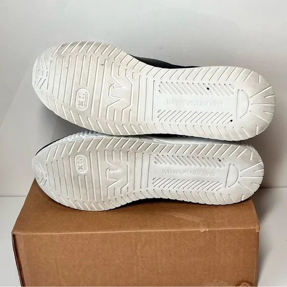 Emporio Armani Leather and Fabric Slip On Sneakers